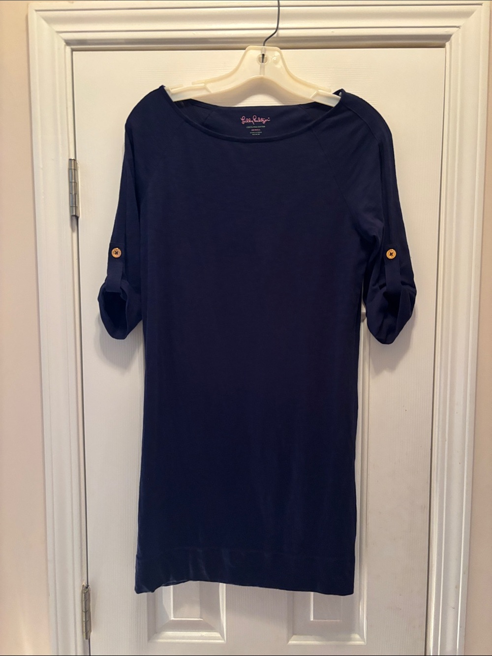 Lilly Pulitzer Navy Button-Tab Sleeve Tunic dress